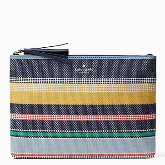 kate spade Handbags - Kate Spade ♠️ NWT Canvas Striped Pouch/Clutch Bag
